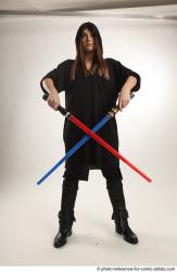 ANGELIA STANDING POSE WITH LIGHTSABERS